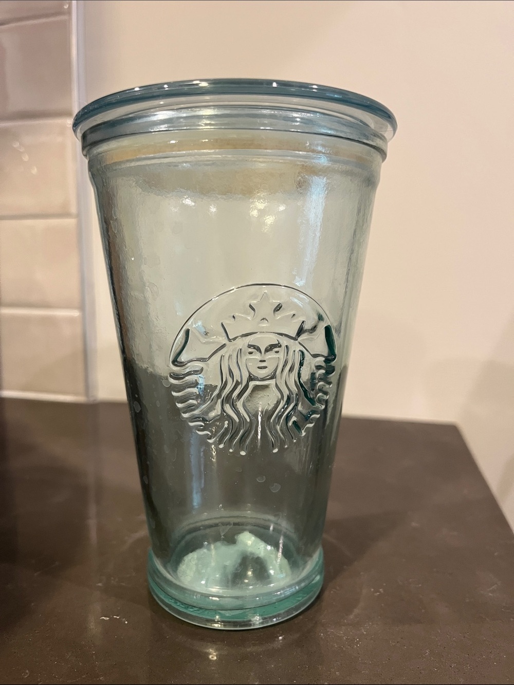 Starbucks Green Embossed Glass Tumbler